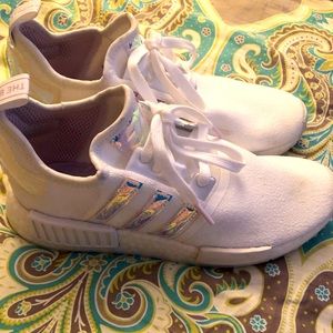 NMD Iridescent White Adidas! Size 9W- worn twice.